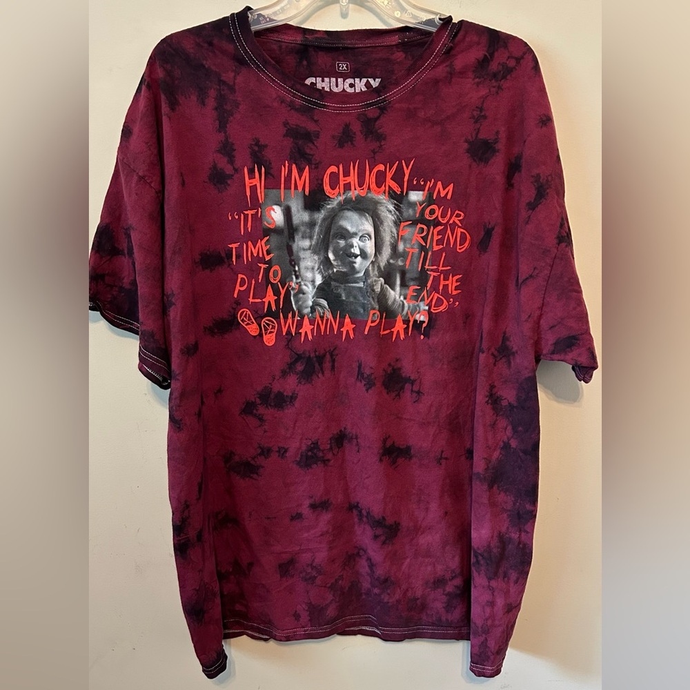 Ripple Junction Men's T-Shirt Chucky Maroon Tie Dye Size 2XL